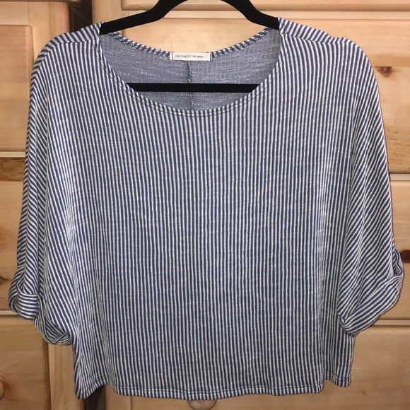 Caution To The Wind Tops - Textured Dolman Sleeve Crop Top